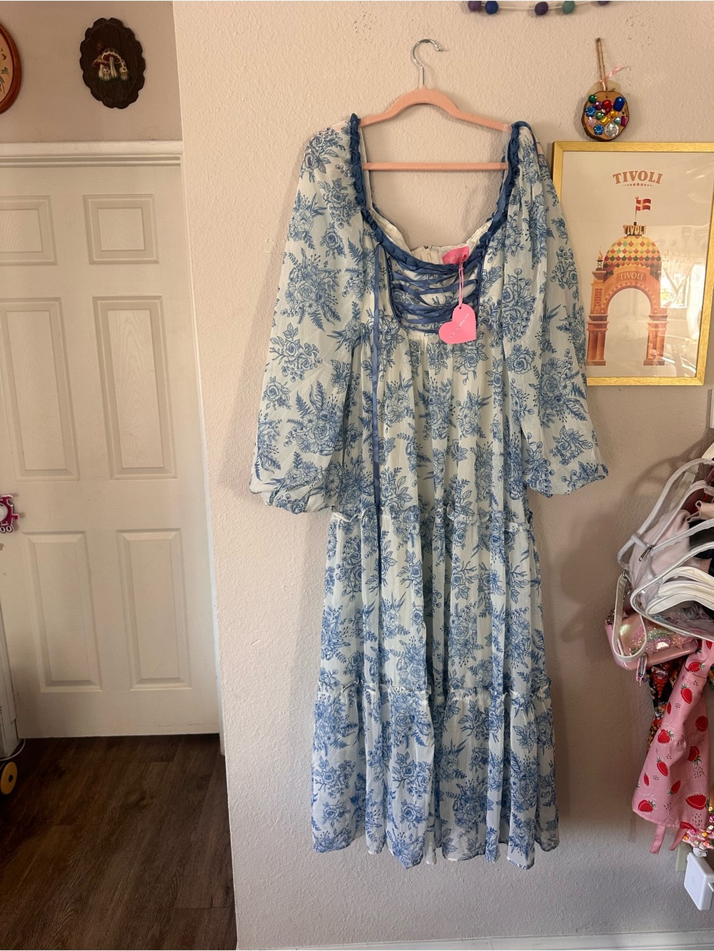 Sugar Thrillz L NWT Blue Victoria Dress Floral Print